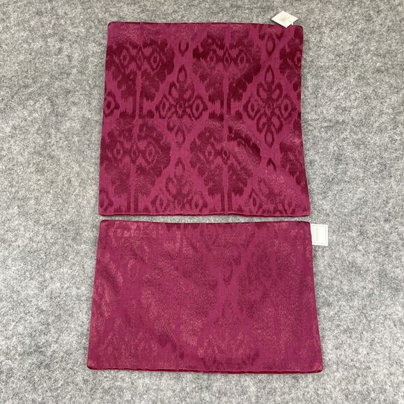 Williams Sonoma Shams Claire Ikat Printed Set of 2 Dark Red India NWT